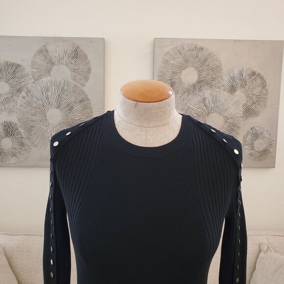 Alexander Wang Snap Button Studded Ribbed Sweater Dress size Small in Black - Picture 4 of 9